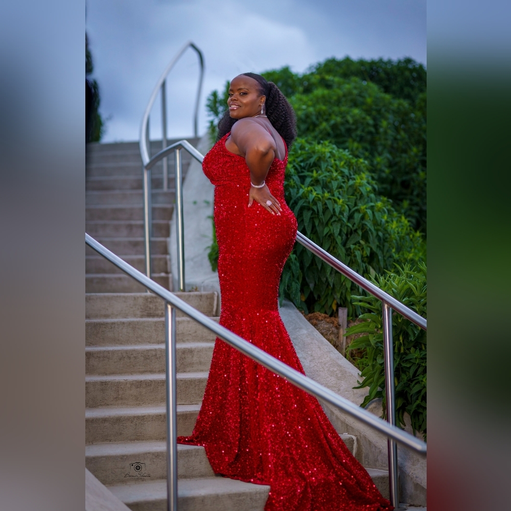 Plus Sequin Floor Length Formal Dress RED AND BLUE* (See description for blue) - Picture 2 of 5